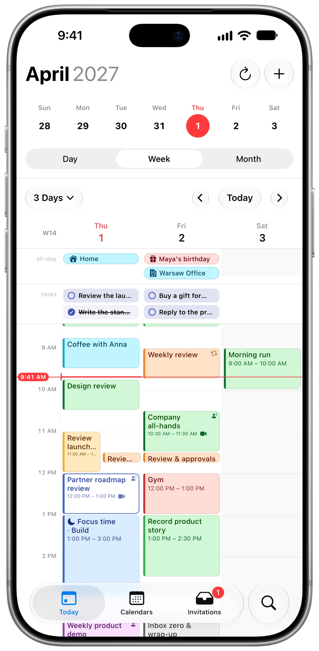 hora Calendar on iPhone